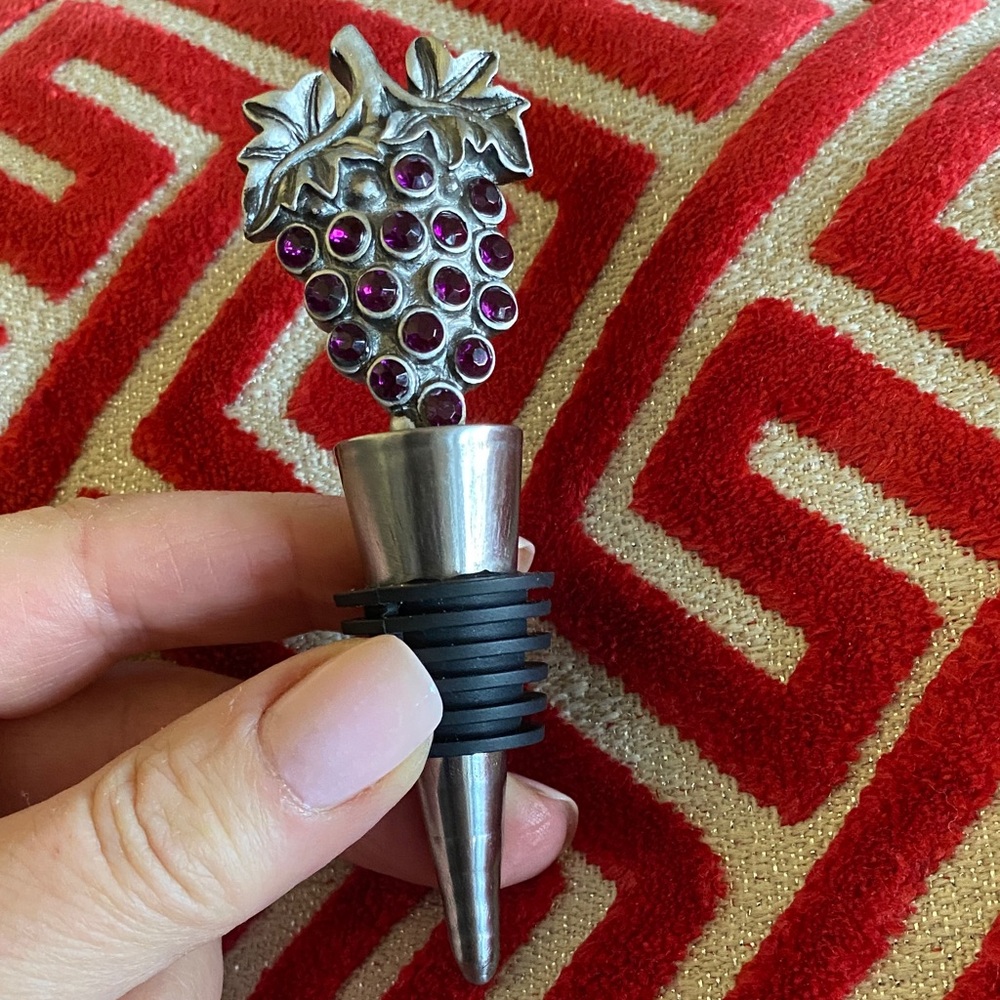 Metal Rubber Purple Crystal Bottle Stopper